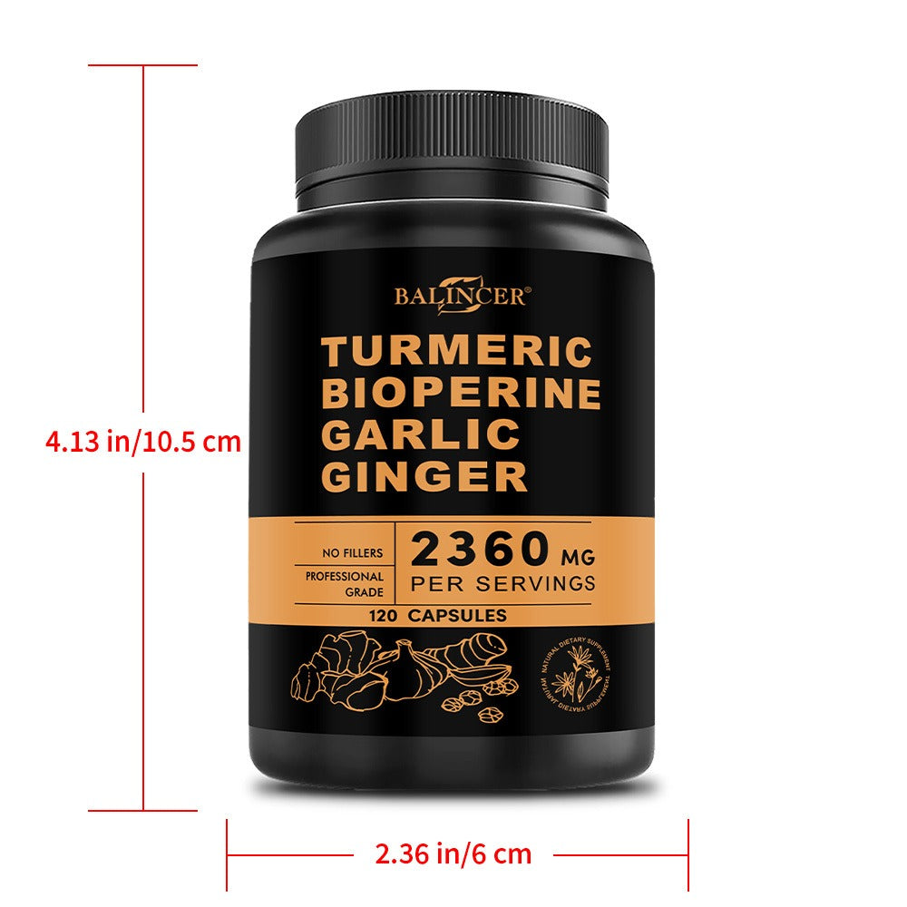 Herbal Supplement with BALINCER Label, Turmeric Bioperine Garlic Ginger 2360mg per Serving, 120 Capsules — image 8