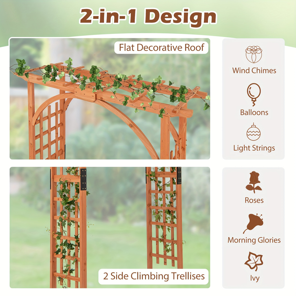 Cedar Wood Arbor 84" Double Lattice Garden Arch Pergola Trellis for Garden, Patio and Yard Use — image 4