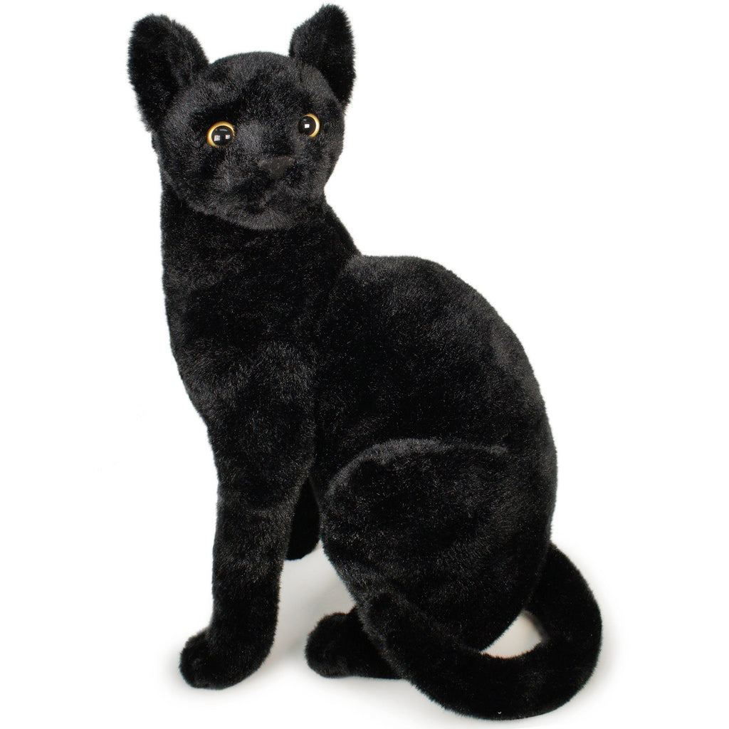 Plush Toy Boone Black Cat 13-Inch Sitting Kitty with Green Eyes for Shelf or Room Display for Character Display, Room Decor a