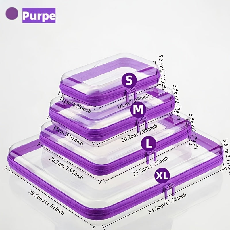 Four-Piece Storage Organizer Set with Clear Zipper Cases in S, M, L and XL Sizes and Four Trim Colors — image 12