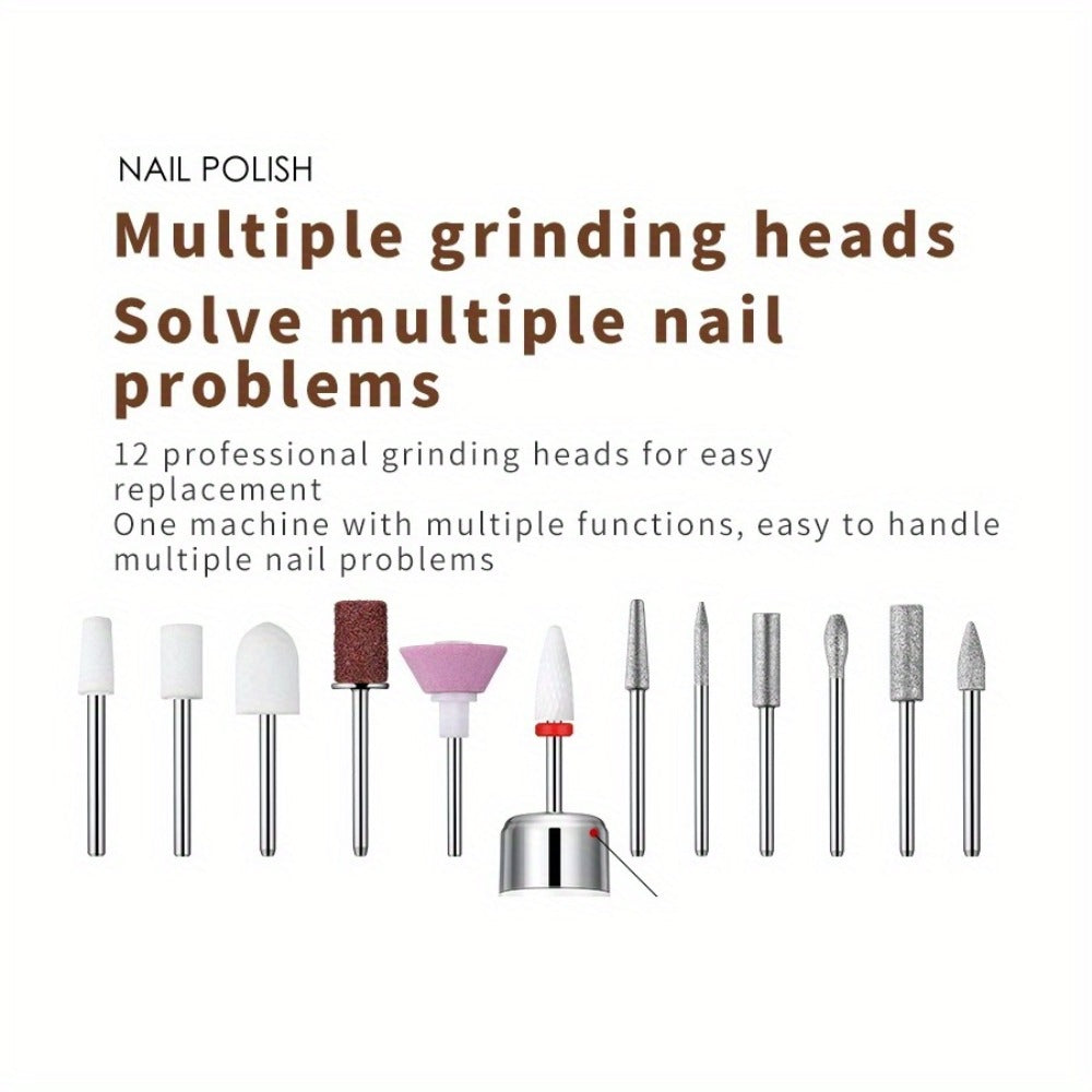 Electric Nail Drill Cordless USB Rechargeable Pen with Bit and Sanding Band Set in Gold or White — image 12
