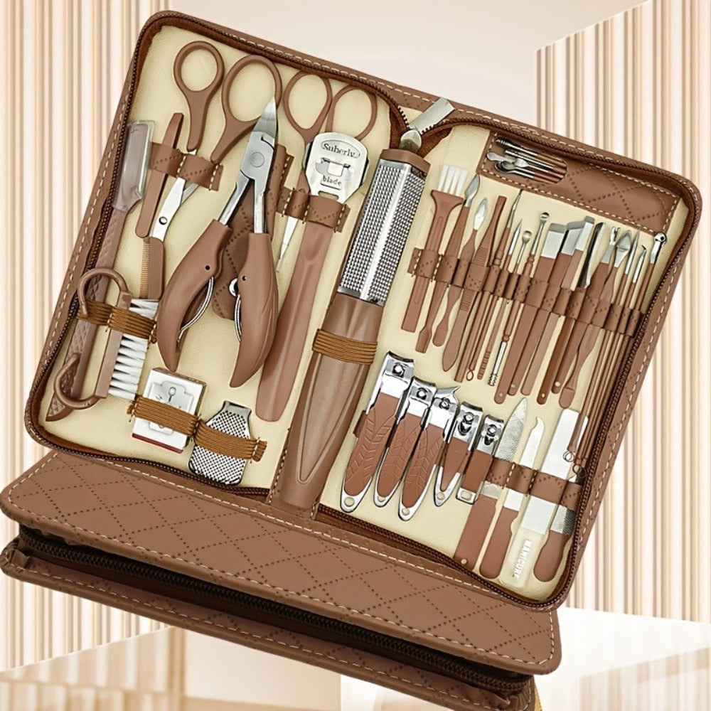 Professional Manicure Pedicure Kit 42 Piece Stainless Steel Nail Set with Portable Travel Case – Nail Scissors Cuticle Nipper