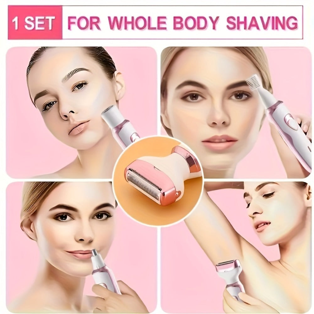 Rechargeable Facial Hair Remover Set for Women with Pink and Purple Multi Tool Options for Grooming — image 4