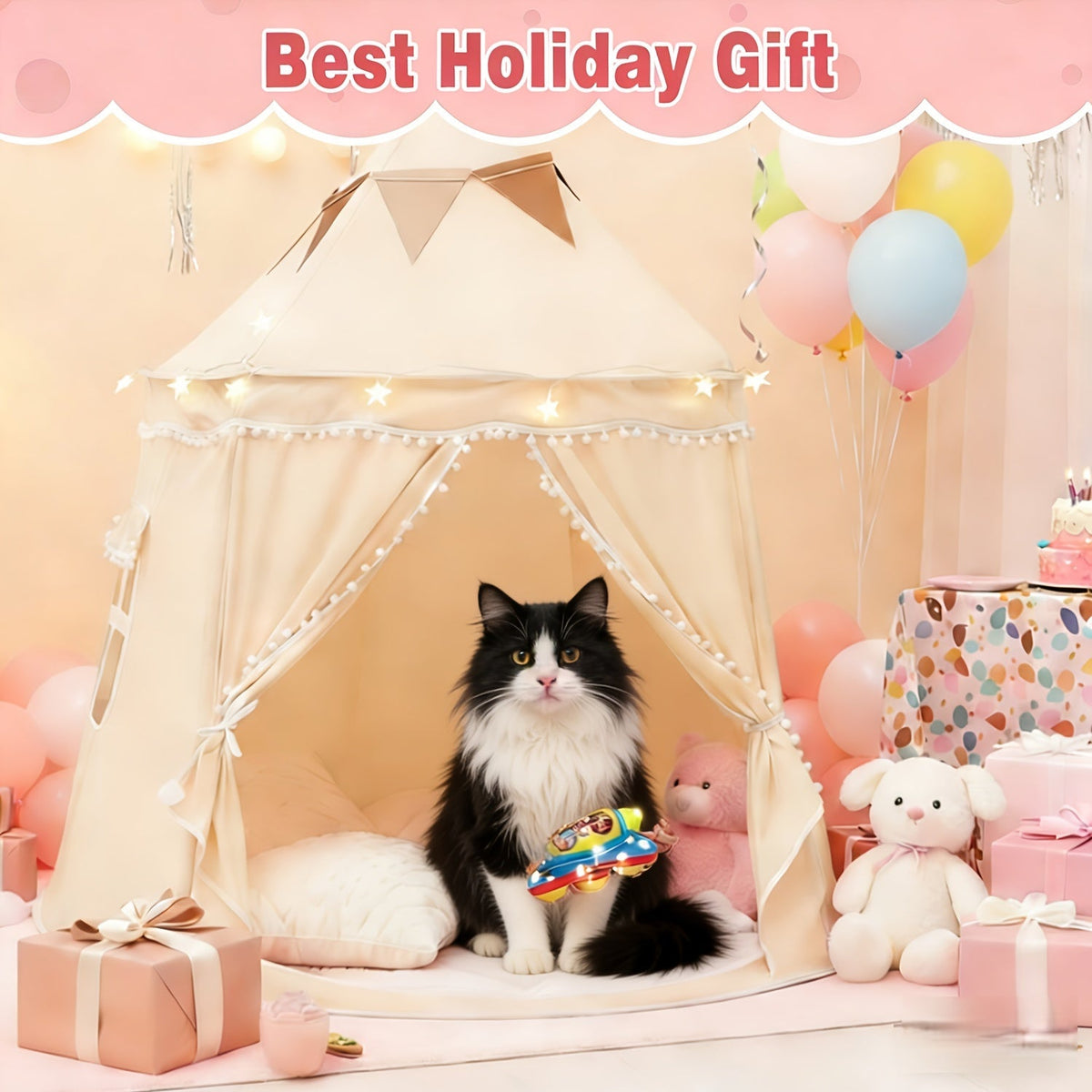Pop-Up Dome Pet Tent in Three Colors with Basic or Mat, Star Lights and Flag Accessory Options — image 1