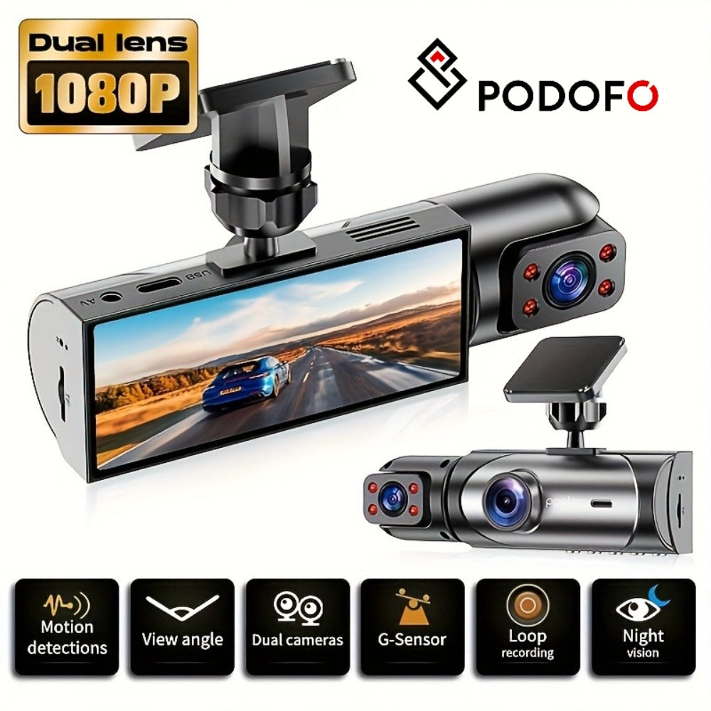 Dual Lens Dash Cam Front and Inside 1080P – Infrared Night Vision, Loop Recording, 3.16" IPS Screen, Wide Angle — image 1
