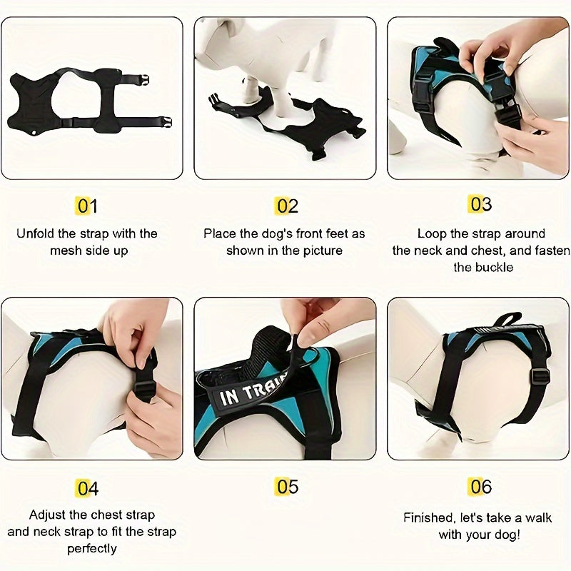 Five-Patch Dog Vest Harness in Black, Red, Rose Red, Grey or Green with XS-to-XL Sizes Pictured — image 4