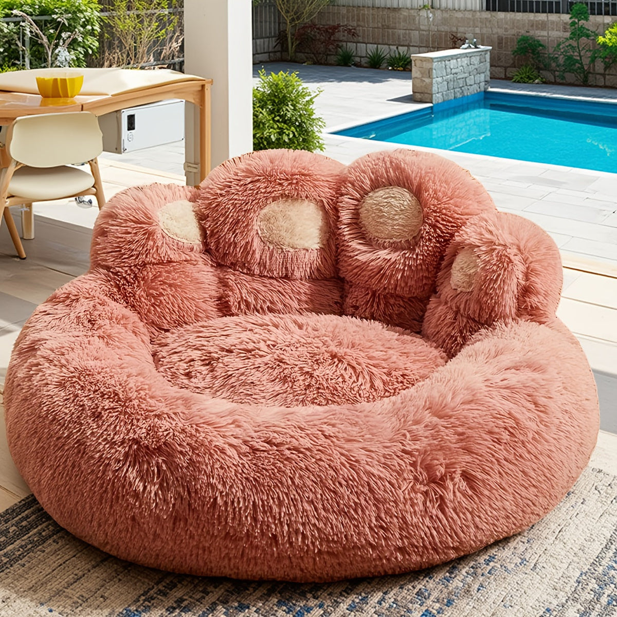 Bear Paw Plush Dog Bed with Filled Cushion Design in Pink, Grey or Coffee and Four Length Options — image 2