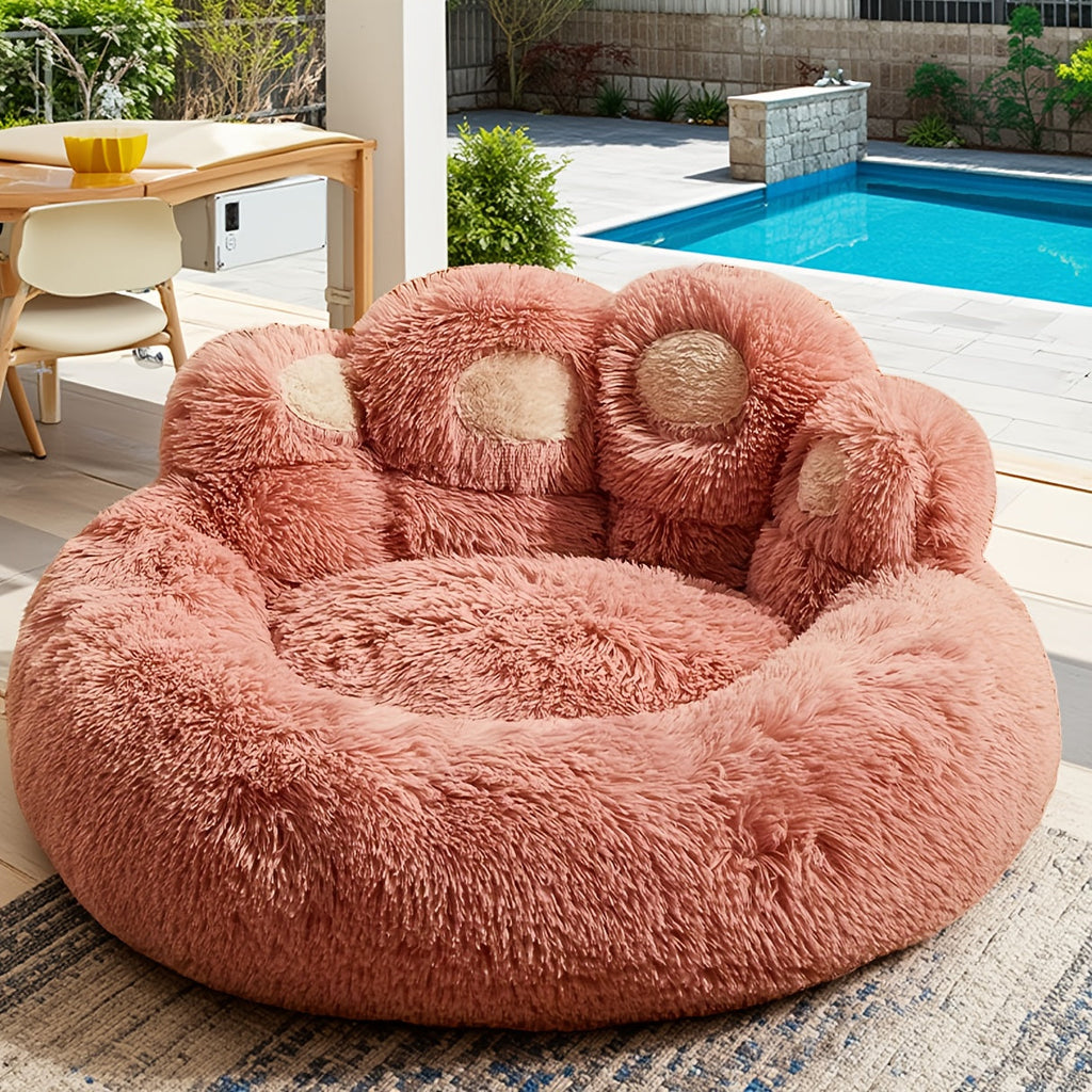 Bear Paw Plush Dog Bed with Filled Cushion Design in Pink, Grey or Coffee and Four Length Options — image 11