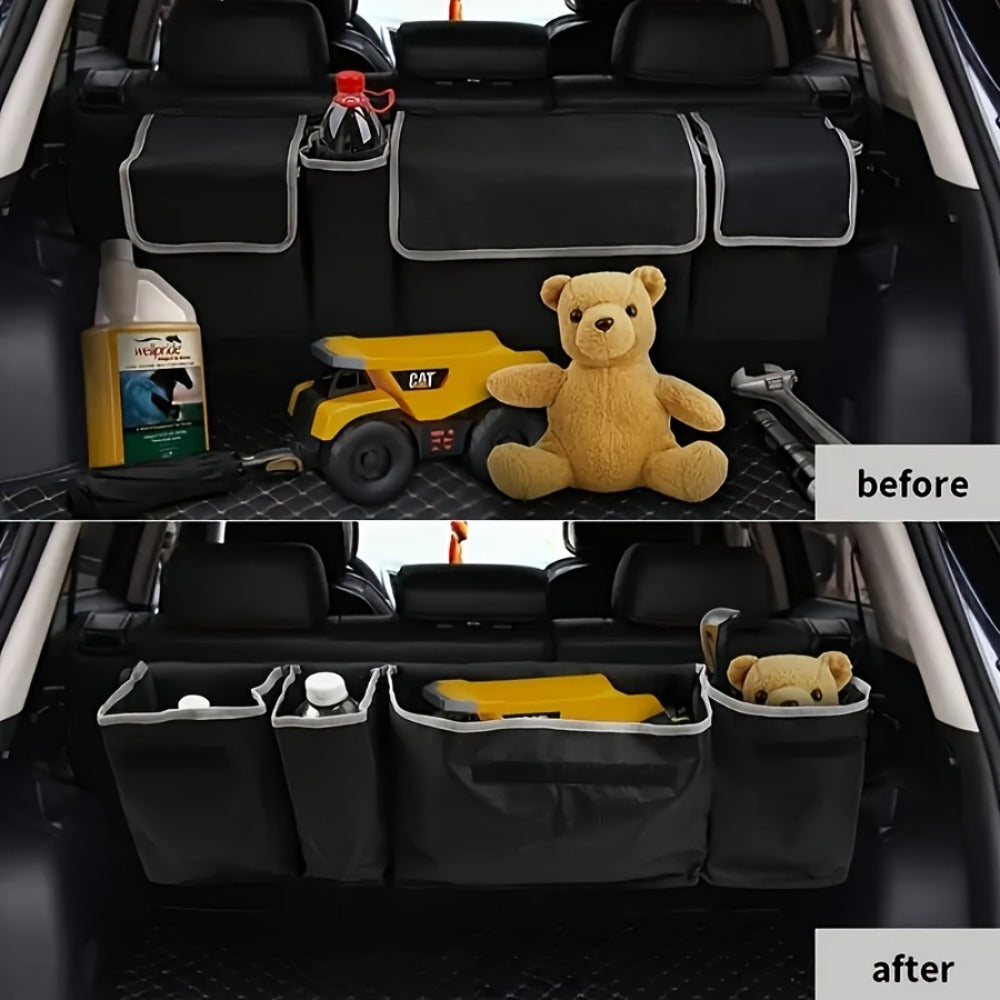 Rear Seat Hanging Car Trunk Organizer with Four Pockets, 36 x 14.2 x 4.7 Inches and Black Finish — image 6