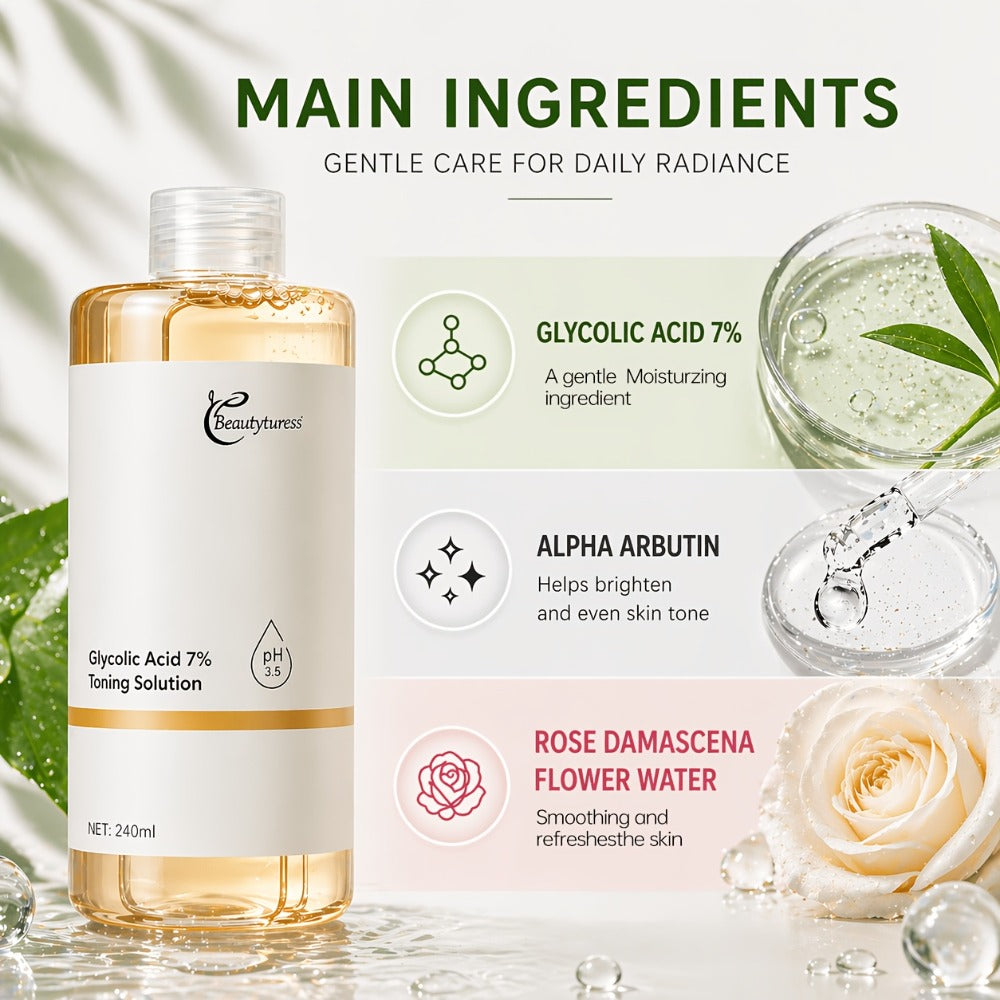 Glycolic Acid Serum with Alpha-Arbutin & Damascus Rose Water, & Smoothing Face Serum for Sensitive Skin — image 4