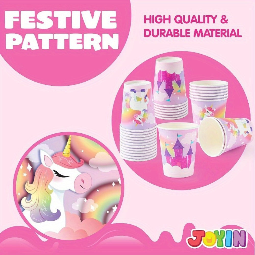 Unicorn Tableware Party Supplies Set with 145 Pieces for 24 Settings, Cups, Cutlery and Banner — image 7