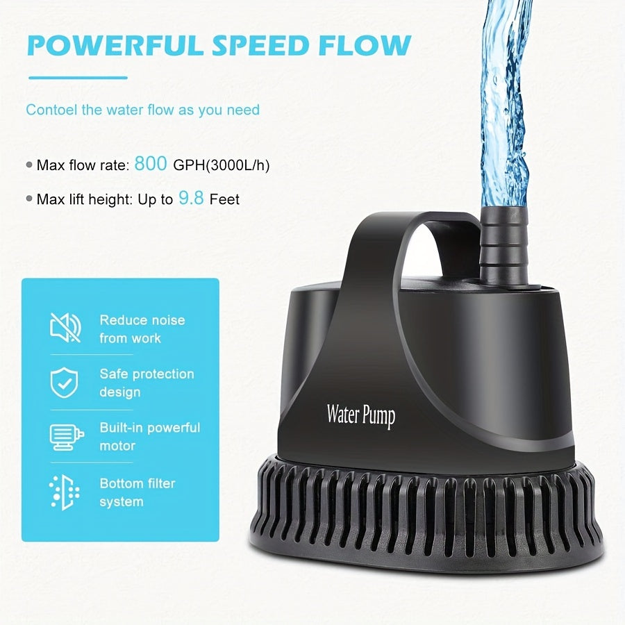 Submersible Water Pump 800GPH 40W for Garden, Patio and Yard Use, with the Listed Configuration — image 3