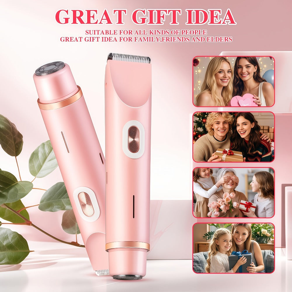 Electric Shaver & Bikini Trimmer for Women Dual Head USB Rechargeable – Multipurpose Face Body Hair Removal for Arms Legs Und