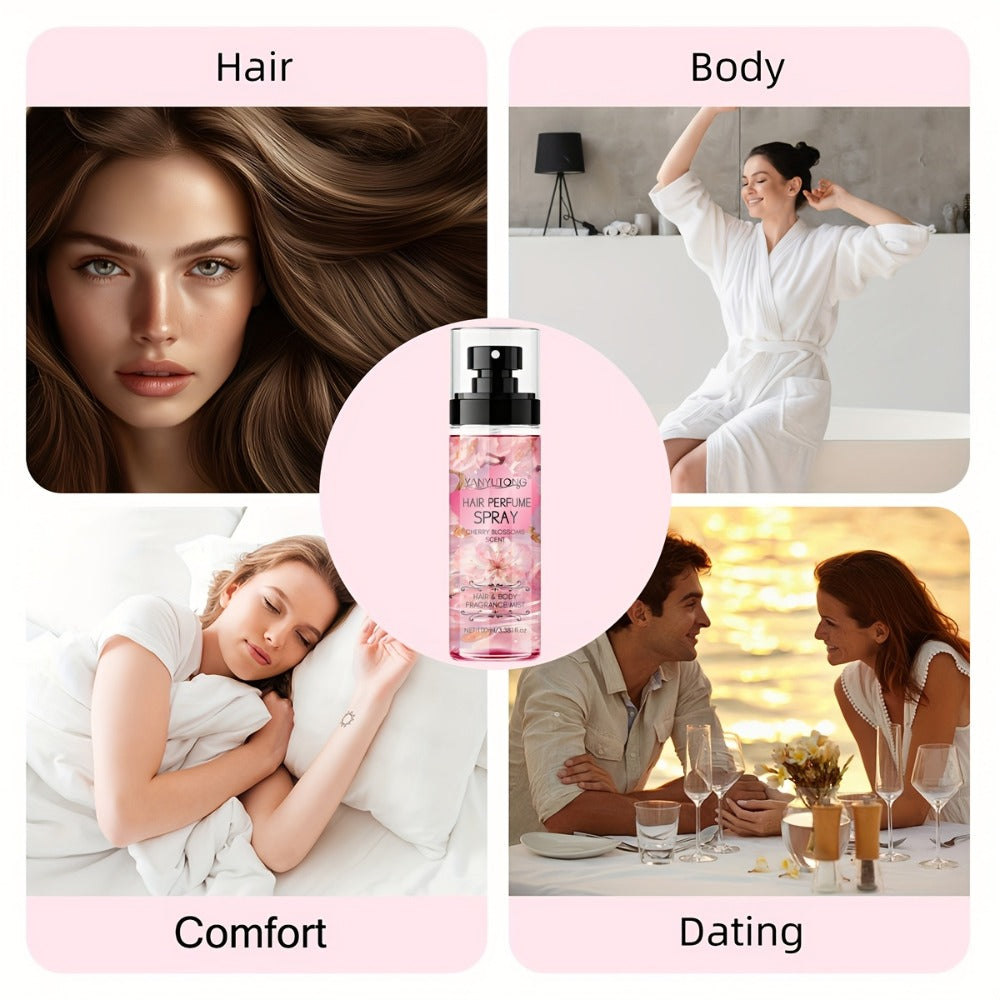 Hair Perfume Mist Cherry Blossom Scent 100ml - Fragrance Non-Greasy No-Wash Aromatic Hair for Bath Time, Home Spa and Persona