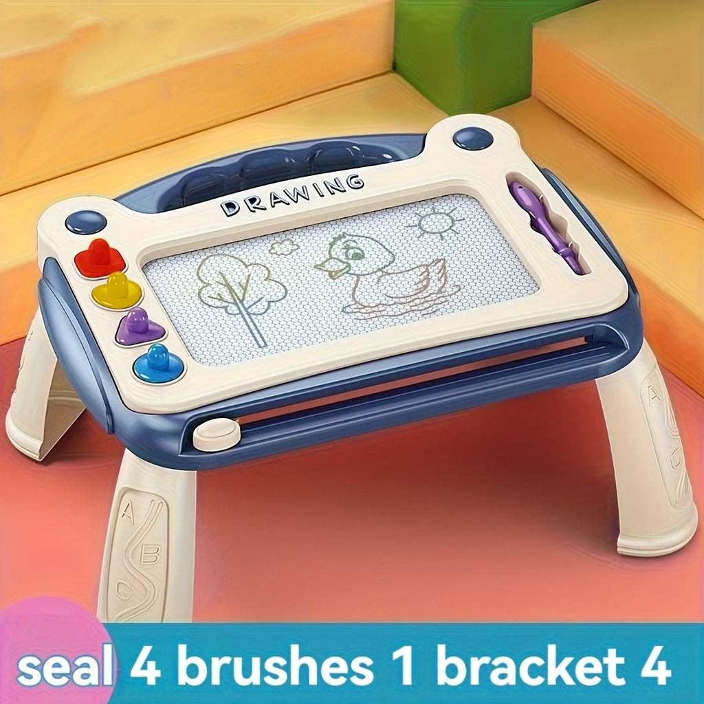 Kids Magnetic Drawing Board with Four Shape Stamps, Slide Eraser, Folding Legs and Blue, Green or Pink Options — image 12