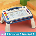 Kids Magnetic Drawing Board with Four Shape Stamps, Slide Eraser, Folding Legs and Blue, Green or Pink Options — image 12