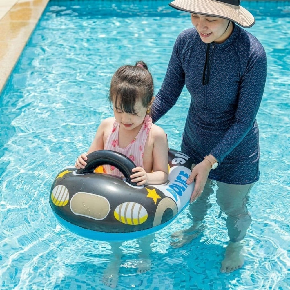 Car-Shaped Inflatable Pool Float with Black Printed Body, Center Opening and Steering-Wheel Detail — image 10