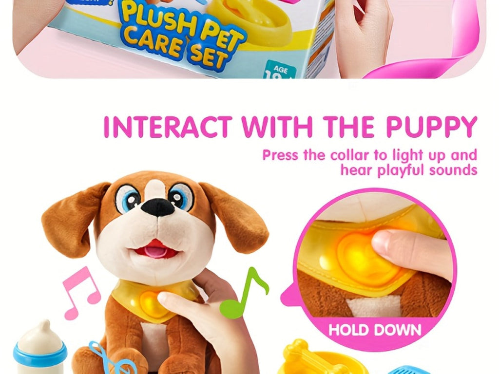 Interactive Plush Dog Toy for Toddlers with Carrier Set Music Lights Sounds with the Listed Color, Size or Set Options for Ev