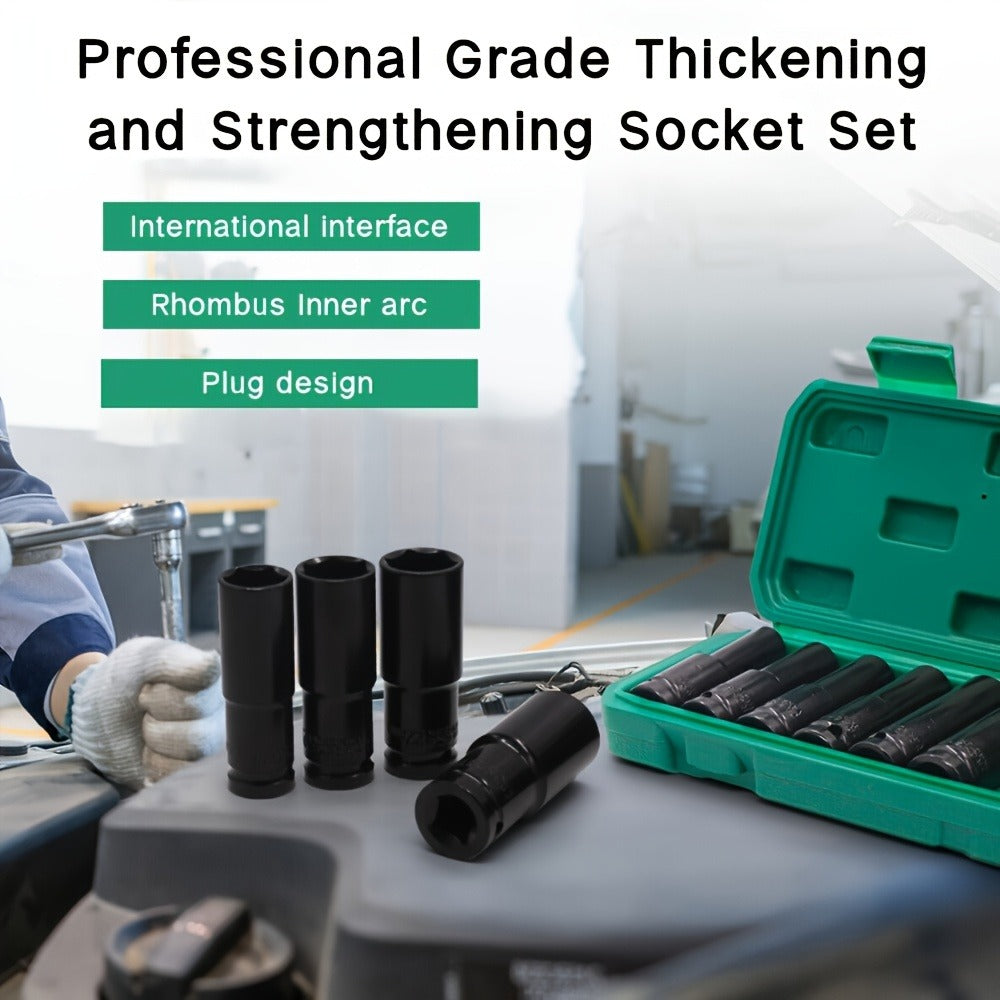 1/2 Inch Deep Impact Socket Set – Chrome Vanadium Steel for Tire Removal, Mechanical Repairs & Car Maintenance | Compatible w