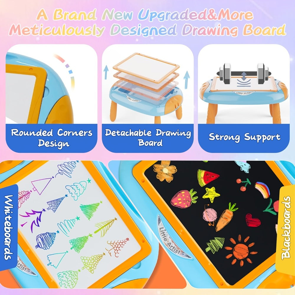 Double-Sided Kids Drawing Easel with Foldable Tabletop Stand, Chalkboard, Whiteboard and Six Color Options — image 7