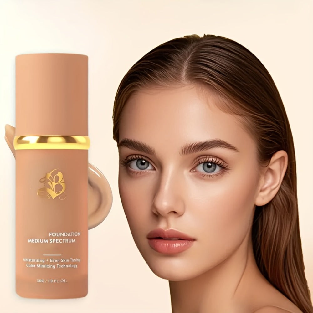 Color-Shifting Liquid Foundation and Flat-Top Brush Kit with Natural Finish and Buildable Coverage — image 7