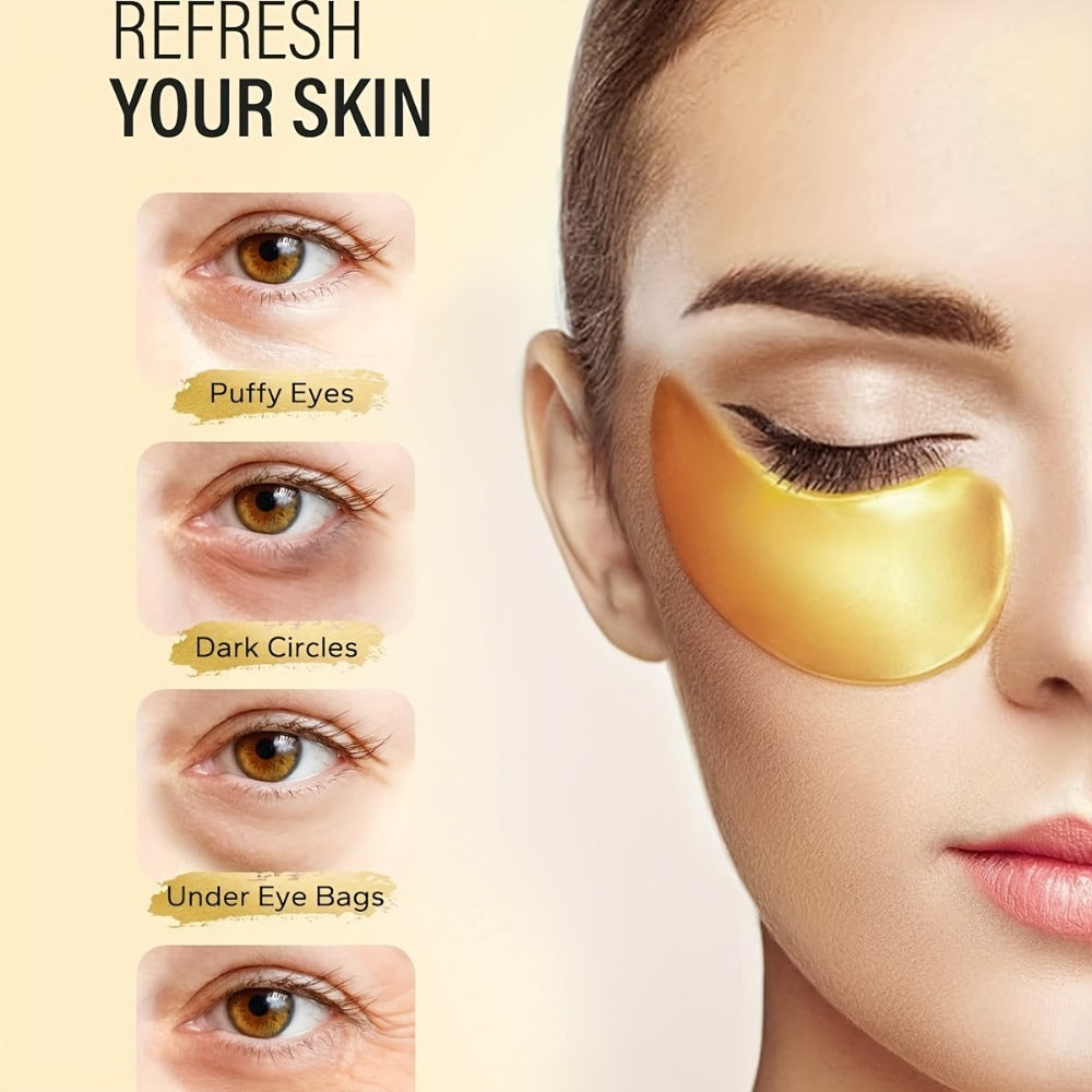 Golden Under-Eye Mask Set with 25 Pairs of Individually Packed Gold Gel Patches in a Black-and-Gold Box — image 2