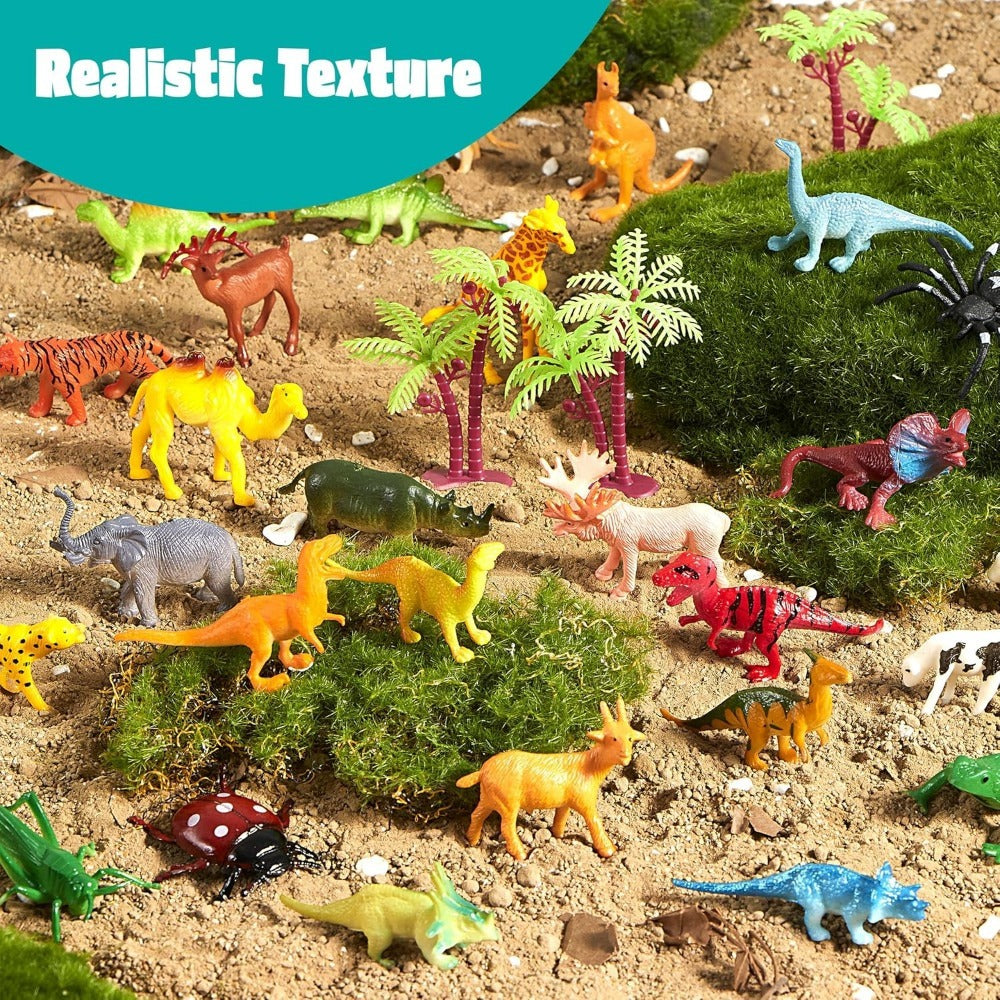 Animal Figures Toys for Kids 69pcs, 5-Set Nature World Mini Animal Figurines with Sensory Bin, Zoo — image 6
