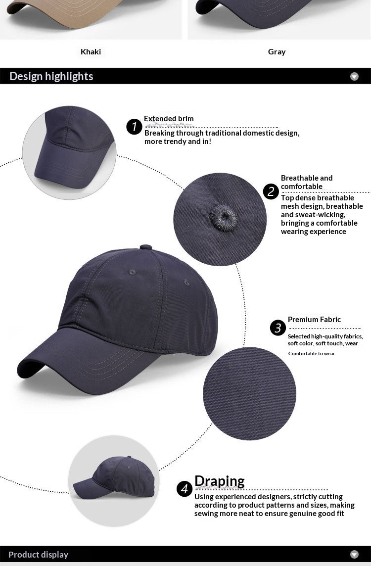 Outdoor Baseball Cap With Breathable Light Plate And Big Head Circumference