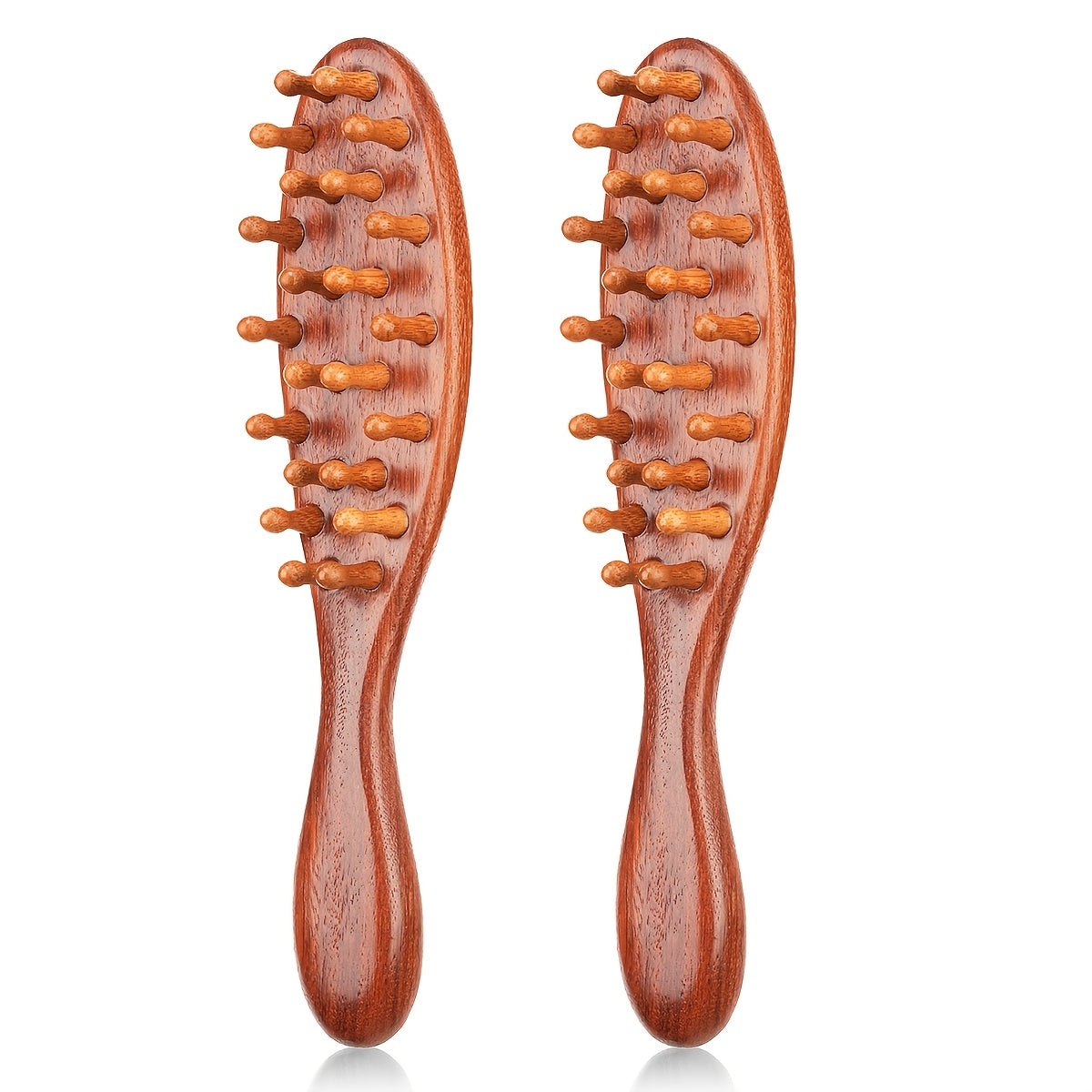 Sandalwood Loc Comb Wide Tooth 2 Pcs Wooden Ergonomic Detangling Comb for Dreads Locs Curly, for Home, Travel and Salon Hair 
