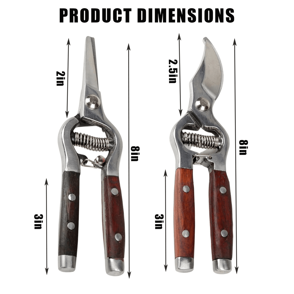 Garden Scissors 2-Pack Pruning Shears Set Curved and Straight Bypass Blades 8-Inch Ultra Sharp Plant for Garden, Patio and Ya