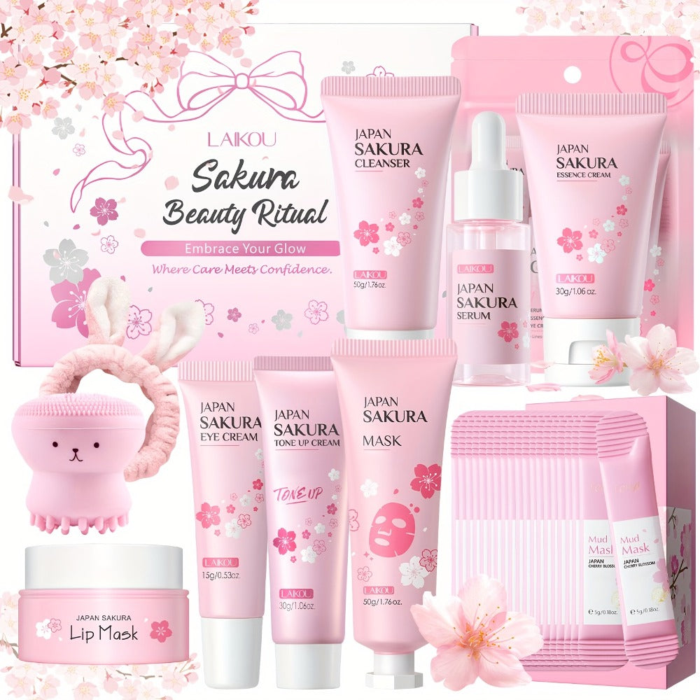 Sakura Skincare Gift Set with Mini and Full Routine Options, Pink Packaged Facial-Care Items and Accessories — image 2