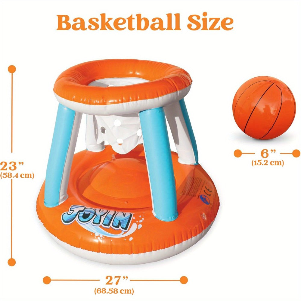 Inflatable Pool Game Set for Kids & Adults, Volleyball Net Court & Basketball Hoops with Balls — image 15