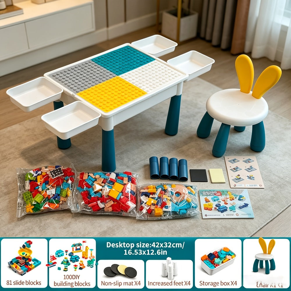 Kids Building Block Table & Chair Set with Storage Boxes with the Listed Color, Size or Set Options for Everyday Use — image 