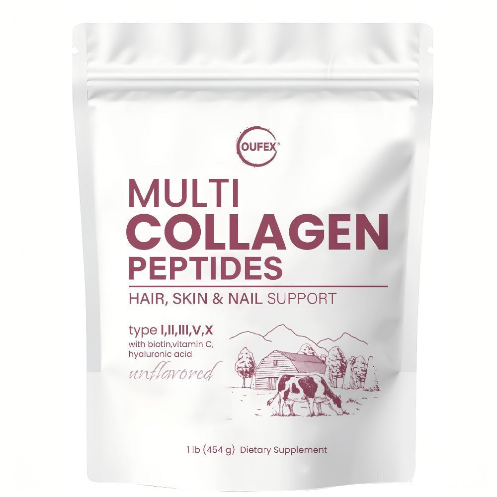 Multi-Collagen Powder Type I II III V X with Hyaluronic Acid, Biotin & Vitamin C - Hydrolyzed Protein for Skin — image 1