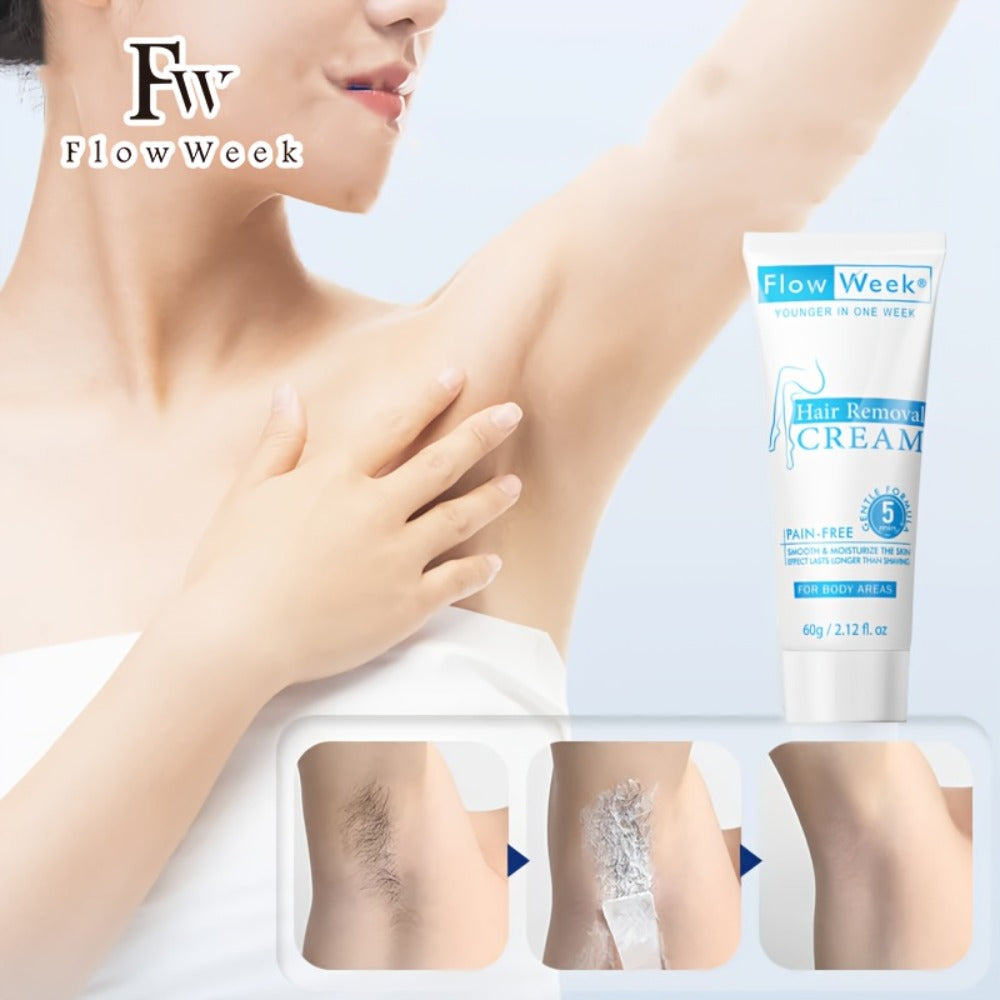 Hair Removal Cream Flow Week 60g Tube with One Three or Five Pack Options for External Body Grooming — image 2