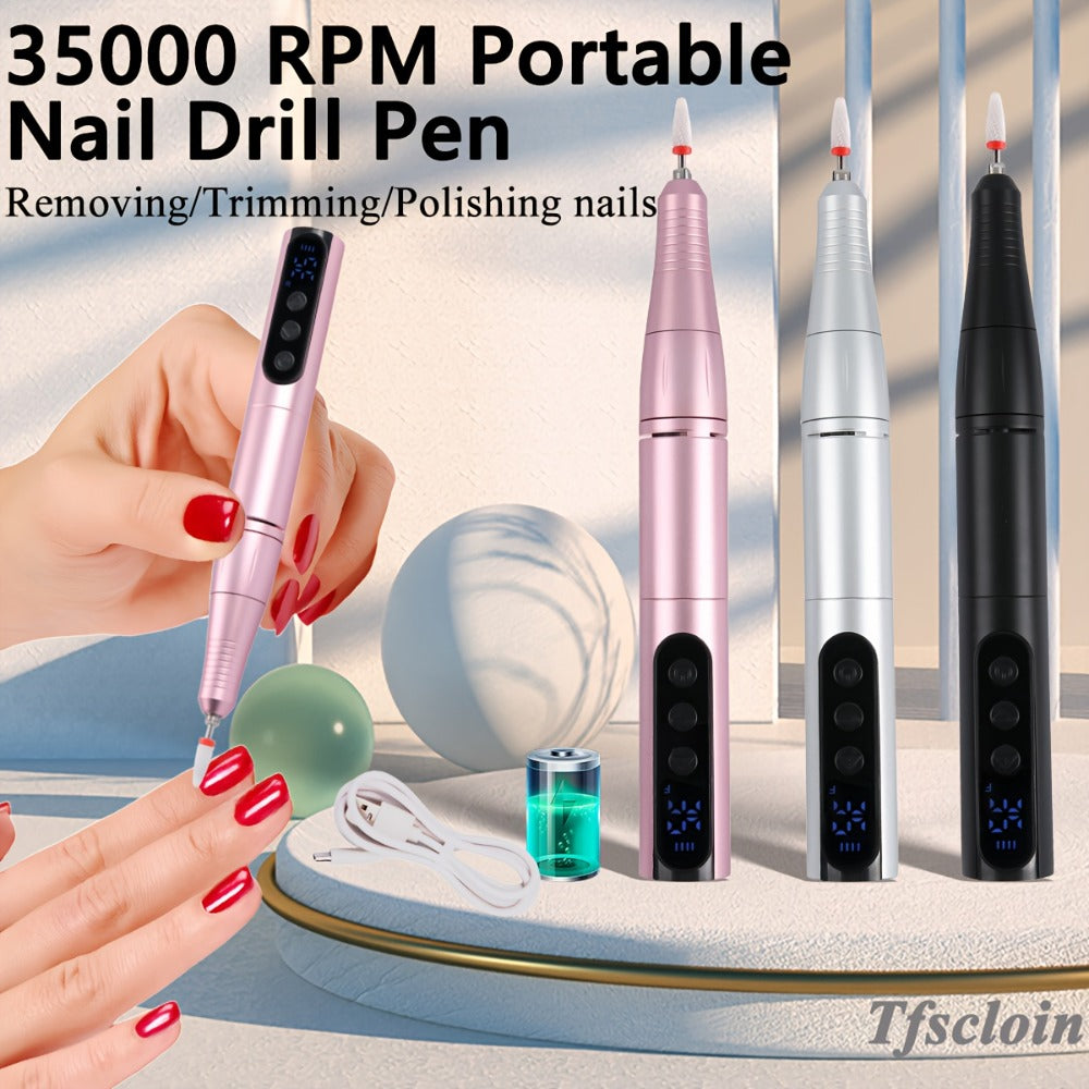 Electric Nail Drill 35000 RPM USB Rechargeable Pen with Digital Display and Three Color Options — image 15