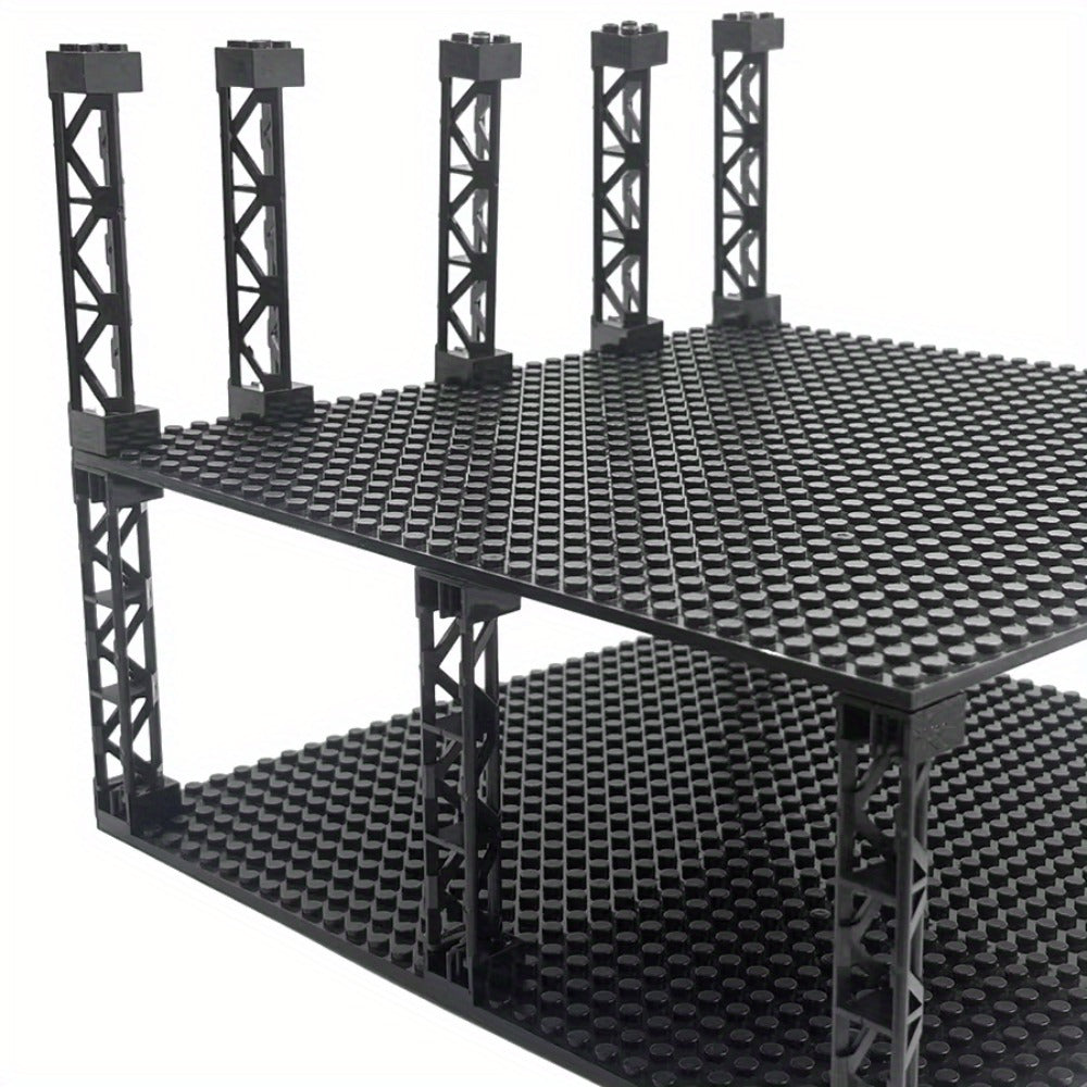 2x2x10 Pillar Support Bricks 20pcs Black – LEGO-Compatible Column Rod Blocks for MOC City Train Girder Military Architecture 