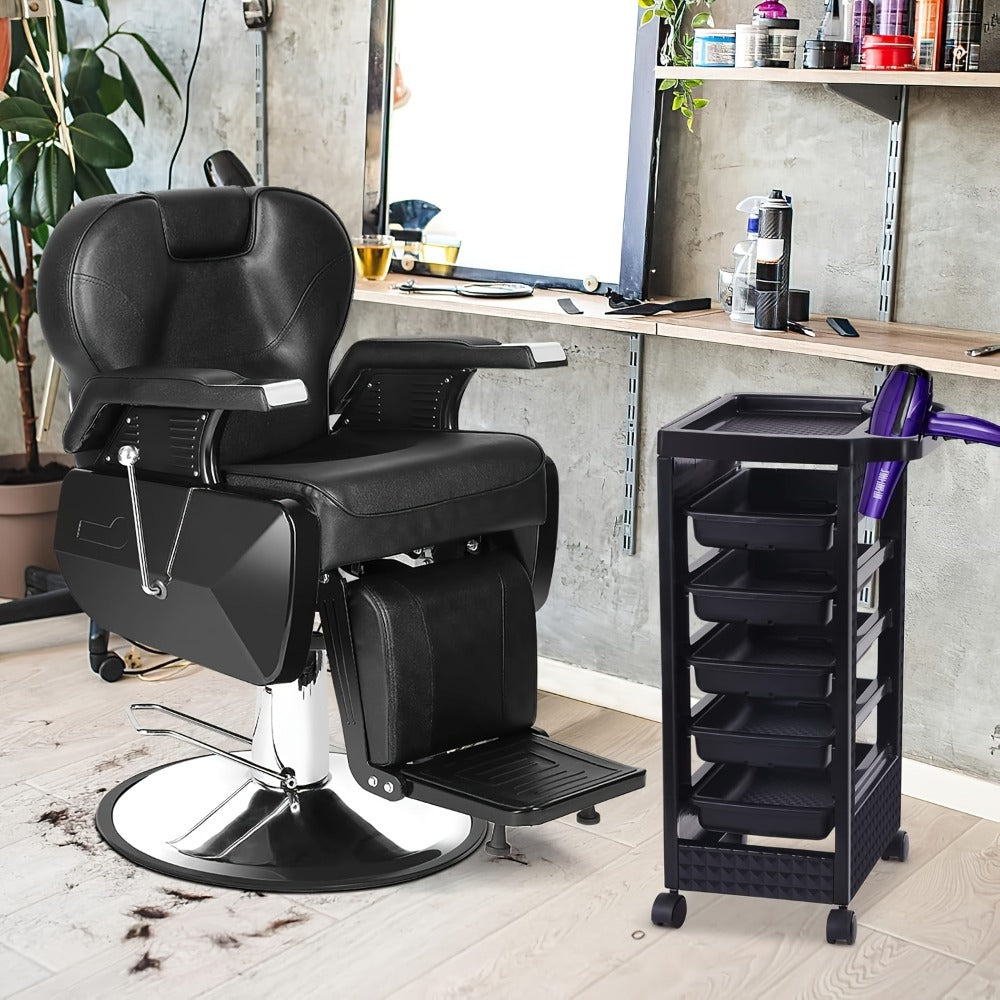 5-Drawer Salon Trolley Cart on Wheels – Professional ABS Rolling Beauty Storage Organizer for Hair Stylist Barber Spa Nail Ta