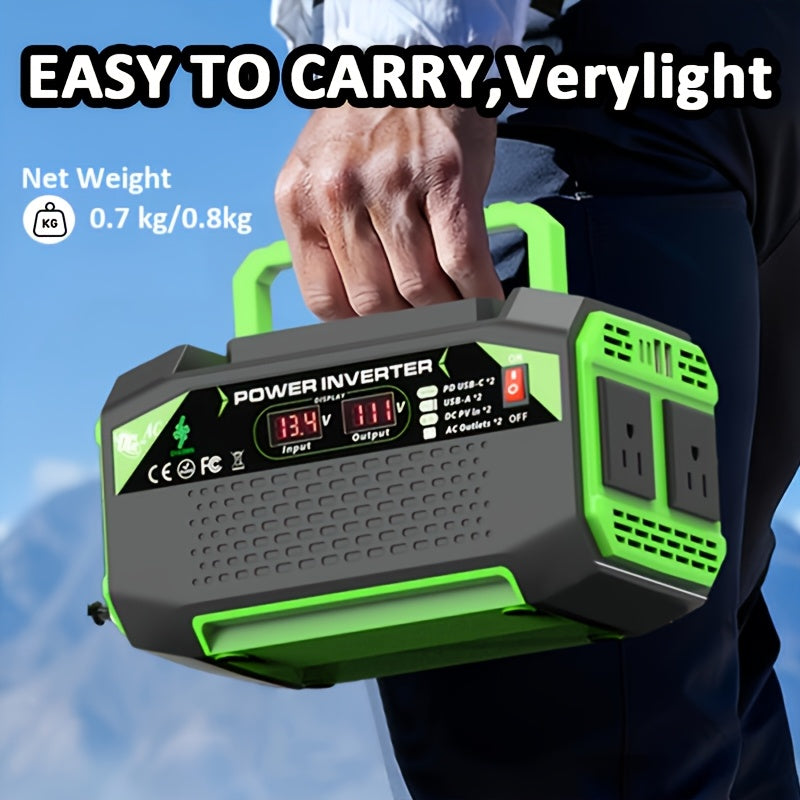 Portable 12V DC to 110V AC Power Inverter with 400W to 1000W Model Labels, Display and Carry Handle — image 1