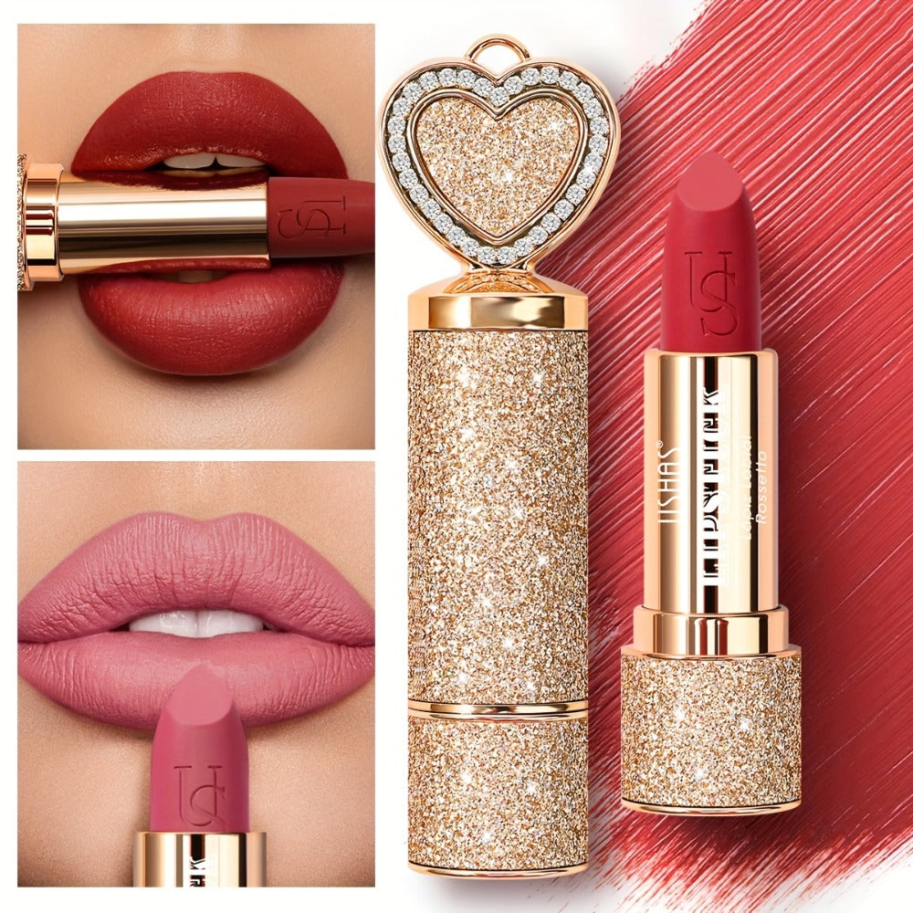 Matte Lipstick Heart-Shaped Design 24H Long-Lasting Velvet Finish – Transfer-Resistant Highly Pigmented Buildable Lip Color —