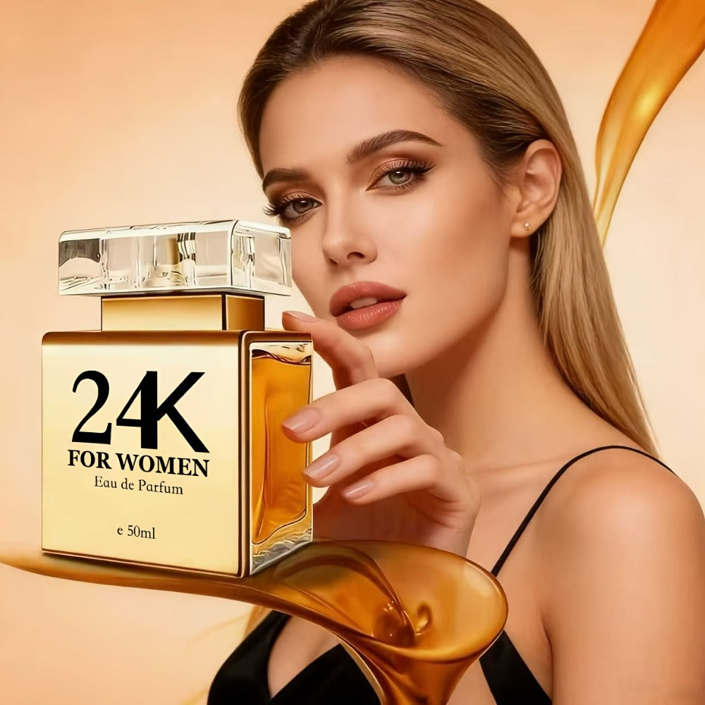 Perfume for Women in 24K-Labeled Gold-Tone Rectangular Bottle with Eau de Parfum Spray Gift Presentation — image 2