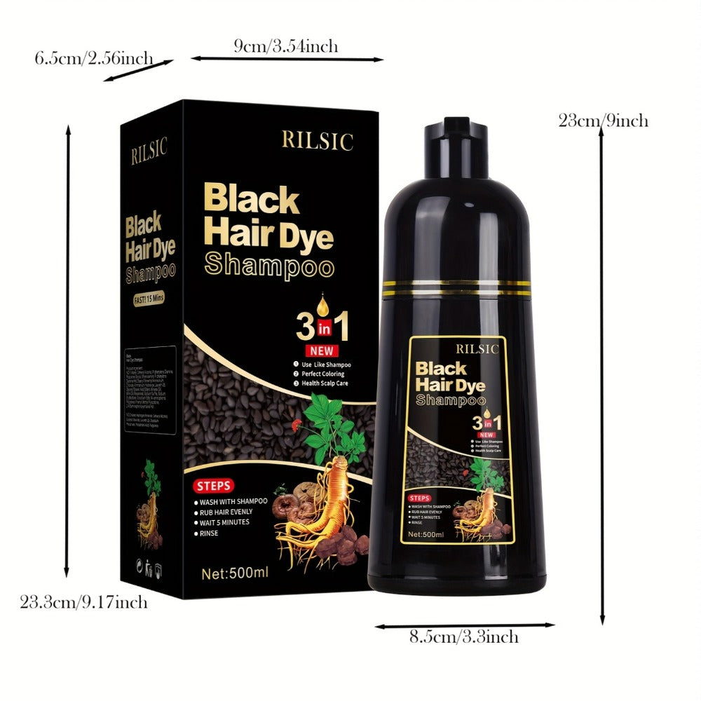 Herbal Hair Dye Shampoo 3-in-1 with Plant Squalene 2pcs 16.91oz, Instant Gray Hair Coverage, Natural Color in Minutes — image
