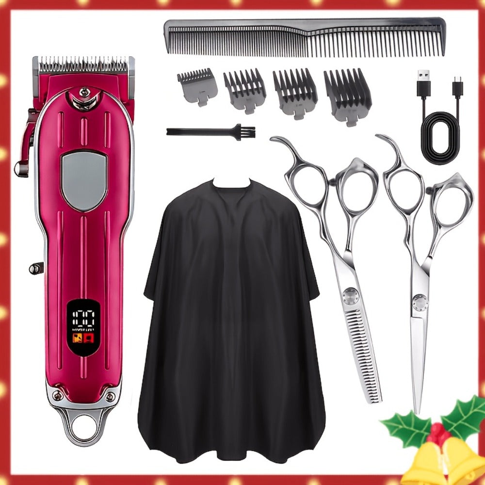 Barber Hair Clipper Kit for Men – USB Rechargeable Digital Size Adjustment, Complete Set with Scissors & 4 Limit Combs — imag