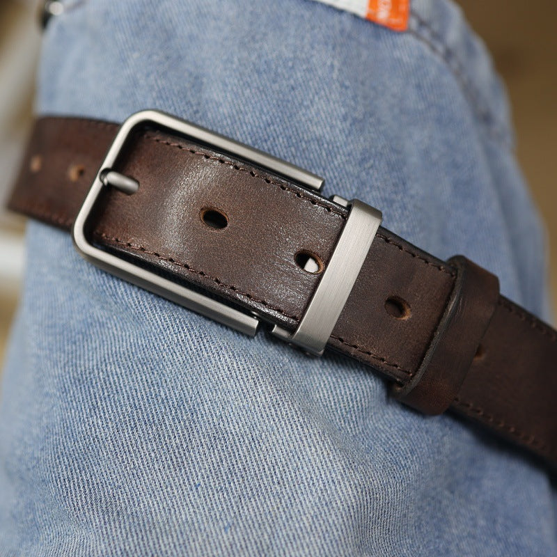 Men's Vintage Genuine Leather Belt With Pin Buckle