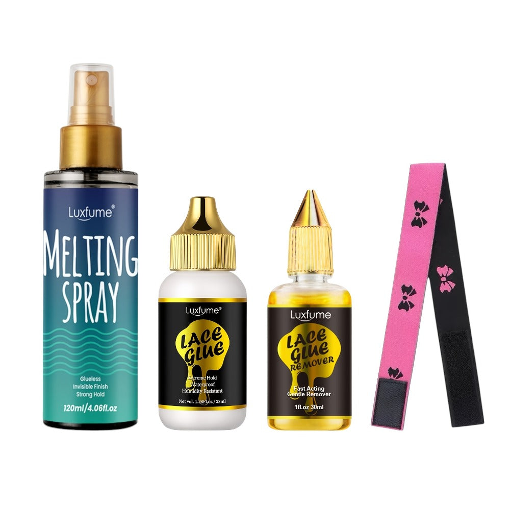Lace Melting Spray Kit with Bold Hold Hair Glue & Remover 120ml 24H Long Lasting Quick Dry No Residue Edge Control Safe for S