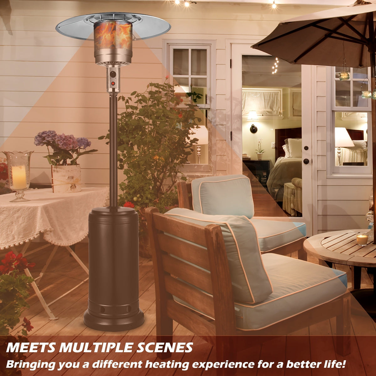 Propane Patio Heater 47000 BTU Outdoor Standing Heater with Wheels, 18-Foot Heating Radius, Fast Heat in 1 Min — image 4