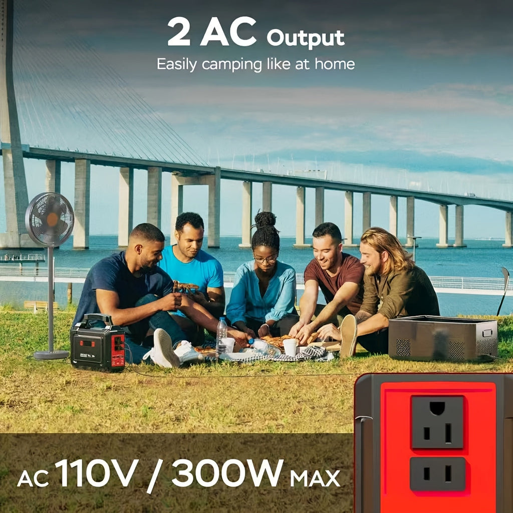 Portable Power Station 296Wh 300W with Eight Outputs, Dual AC Outlets, USB-C and Optional Solar Panel — image 2
