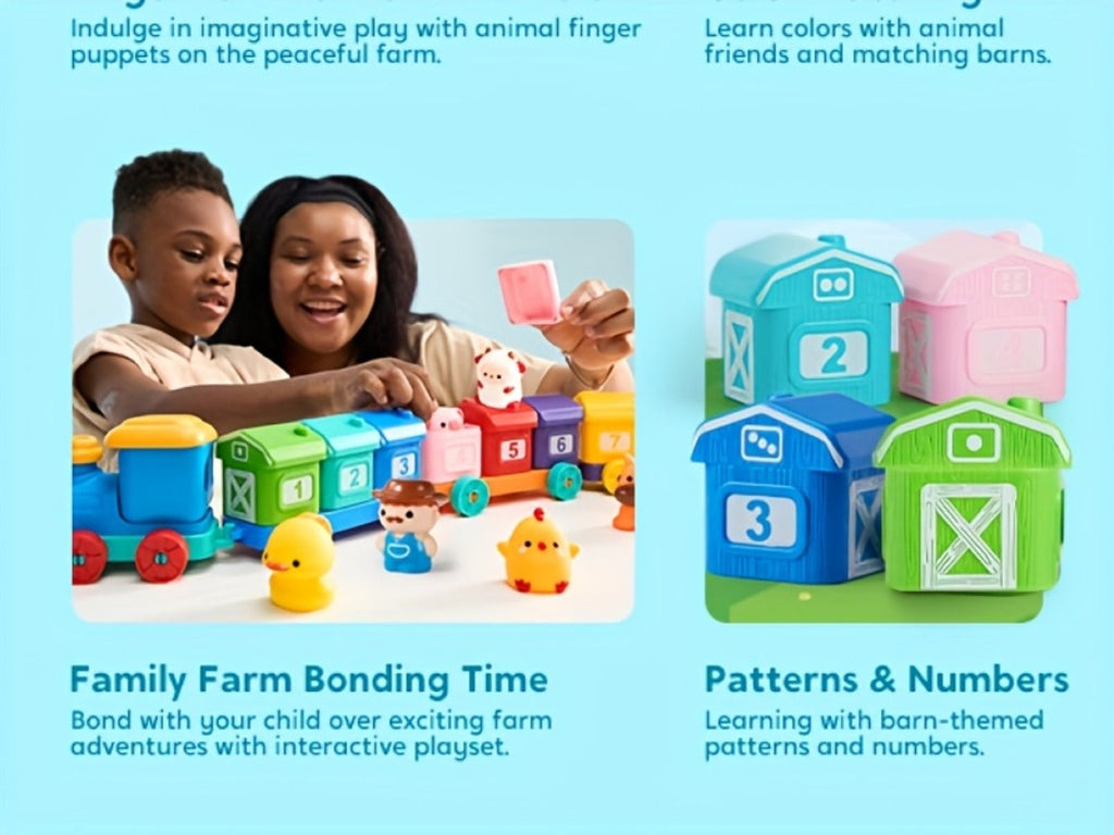 Farm Number Train Learning Toy for Toddlers with 9 Farm Animals & Farmer with the Listed Color, Size or Set Options for Every