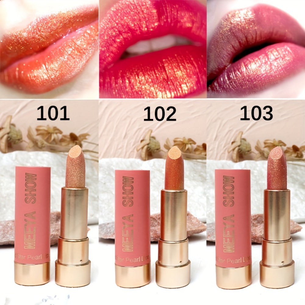 Sparkling Golden Brown Glitter Lipstick Set 3 Pcs, for Makeup, Travel and Everyday Vanity Use — image 3