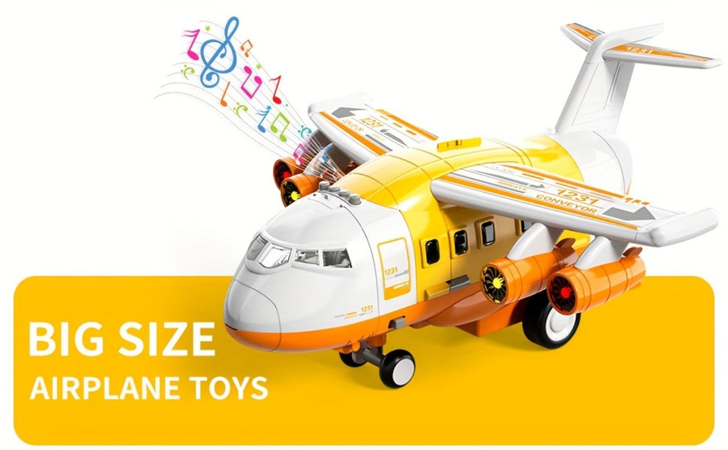 Jumbo Transport Airplane Toy for Kids with 10 Cars & Spray Mist, Cargo Plane Playset Toddler Boy Girl Birthday Gift Ages 3+ —
